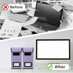 BALEINE File Organizer Box with Lid, Collapsible File Folder Organizer with Plastic Slide, Hanging File Folder Box for Office Document Storage (2 Pack, Purple, S)