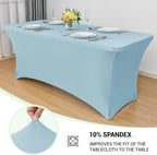 Obstal 6 Pack Spandex Stretch Table Covers for 6 Foot Tables - 6 FT Rectangular Fitted Tablecloth Protector for Wedding, Banquet, Party (Dusty Blue, 72'' Length x 30'' Width x 30'' Height)