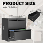 Lateral File Cabinet with Lock, 2 Drawer Filing Cabinet, Metal File Cabinets for Home Office, Steel Heavy-Duty Filing Storage Cabinet for Letters/Legal/A4 (Require Assembly, Black)