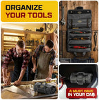 The Ryker Bag Customized Black Pro Tool Roll - Heavy-Duty Canvas Roll-Up Tool Organizer w/detachable pouches for Bolts, Sockets & Small Power Tools for Electricians, Plumbers, HVAC Techs & DIY