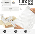 Honeycomb Packing Paper, 12"x200' White | Perforated Honeycomb Packing Paper Recyclable Moving Supplies for Shipping & Moving | Plastic-Free Alternative to Bubble Cushion Wrap with 36 Fragile Stickers