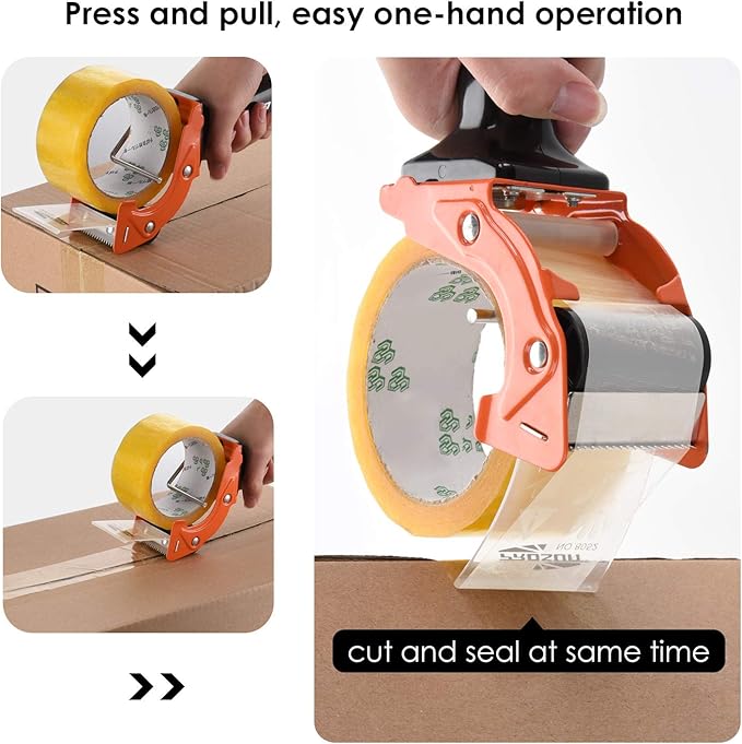 Fast Reload 3 Inch Wide Large Tape Gun Dispenser Packing Packaging Sealing Cutter (TG04-ORG)