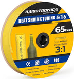 haisstronica 3:1 Heat Shrink Tubing, Shrink Ratio Adhesive Lined Marine Grade Heat Shrink Tube for Home, Automotive and Industrial (Yellow) 65FT 5/16inch