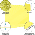Magnetic Glass Whiteboard - 48"x36" Frameless Glass Dry Erase Board for Walls, Office, School & Home - Yellow