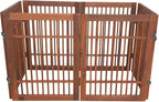 Pet Dog Gate Strong and Durable Freestanding Folding Acacia Hardwood Portable Wooden Fence Indoors or Outdoors by Urnporium (Brown Pet Gate, 6 Panel 24" Tall)
