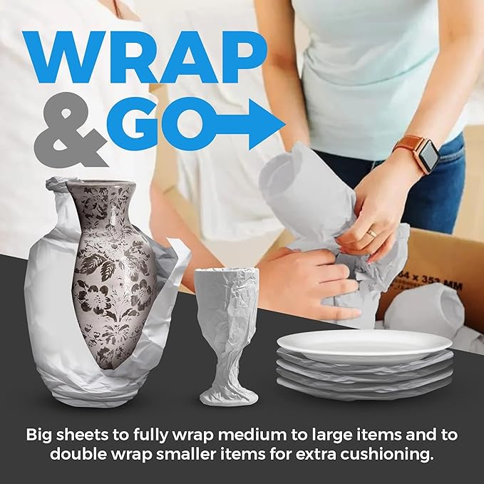 Bryco Goods Newsprint Packing Paper Sheets for Moving - 1.5lb - 50 Sheets of Newspaper Paper - Wrapping and Protecting Fragile Items, Box Filler, Shipping Supplies - 27" x 17" - Made in the USA