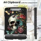 Clipboard with Storage High Capacity Plastic Nursing Clipboards with Pen Holder File Folder Storage Box Clipboard with Heavy Duty Clips for Teacher,Doctor,Offices-Butterfly Skull Flower