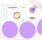 3 X 3 Inch Round Thermal Labels Circle Color Coding Labels Printable Waterproof 500PCS Round Stickers Adhesive Writable for Office, Home, Garage, DIY Sticker,Barcodes,Name Tag, Light Purple