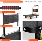 Platform Truck, Foldable Flatbed Cart Heavy Duty Push Cart Dolly Large Platform w/ 5'' Swivel Wheels 2000LBS Capacity Moving Hand Dolly for Groceries, Garage, Warehouse (35'' L x 22.5'' W)