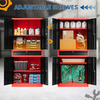 71" Metal Cabinet-Black&Gray Heavy Duty Storage File Cabinet Steel Tool Cabinets with Shelves, Lockable Doors and Drawers- for Garage, Pantry, Warehouse - Assembly Required