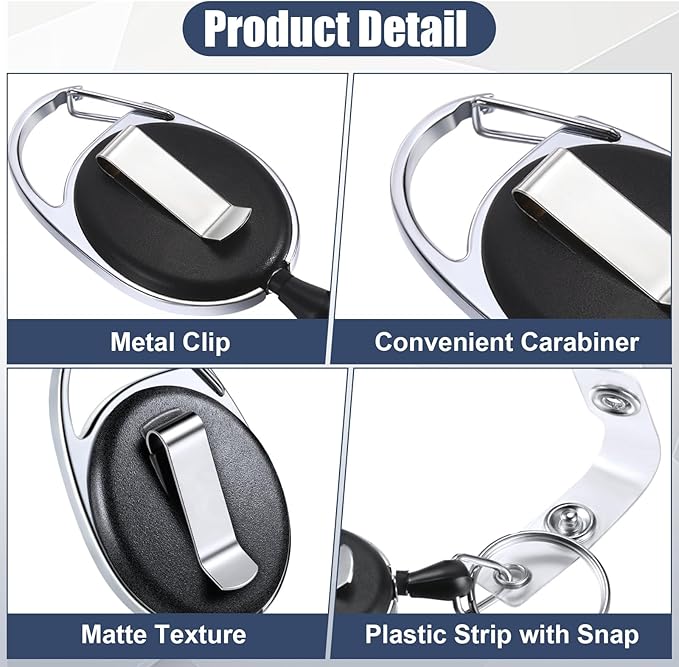 Laumoi 350 Packs Retractable ID Badge Holder Name ID Badge Reel Clips Keychain with Belt Clip and Key Ring for Office Worker Doctor Nurse Employee (Black)