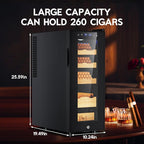 Tylza Cigar Humidor Cabinet 35L, Temp & Humidity Control Electric Humidors for Cigars, 260 Cigars, Digital Hygrometer, Safety Lock, Cigar Humidors with Cedar Wood Drawer Shelves, Cigar Gifts for Men