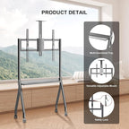 Smart Board Stand for 44"– 75" Interactive Smart Whiteboard, Height Adjustable Mobile Portable Stand with Four Lockable Wheels for Classroom Home Office Business Studio