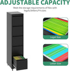5 Drawer Mobile File Cabinet, Under Desk File Cabinet,Metal Filing Cabinets with Lock for Home Office Organizer Letter/Legal/A4,Require Assembly (Black)