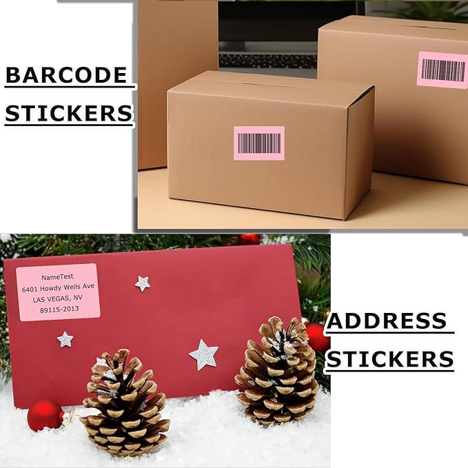 3" x 2" Thermal Labels Stickers Pink, Thermal Printer Shipping Stickers, Multipurpose Inventory Self-Adhesive Direct Thermal Label for Small Business (500 Labels/Roll)