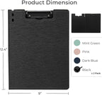 Y YOMA Clipboard Folder, A4 Foldable Plastic Clipboard with Metal Clip, 360° Rotating Cover, Waterproof Work Folder for Home, Office, School, Field Work, Outdoor - 2 Pack, Black