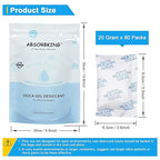 Silica Gel Packs - 80Pcs 20Gram Moisture Absorbers, Premium Transparent Desiccant for Storage, Silica Gel Desiccant Packets Food Safe for Moisture