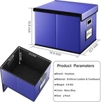 Huolewa Portable Leather File Organizer Boxes with Lids, Collapsible File Folder Organizer Boxes, Decorative Small Filing File Cabinet for Home/Office, Easily Store Documents/Hanging File Folders