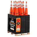 Xpose Safety 36 Inch Orange Traffic Cones Heavy Duty 15lb 6" & 4" Collar - Bulk Full Pallet 138 Pack - Multipurpose PVC Plastic Safety Cone Parking, Soccer, Caution & Construction - DOT Approved