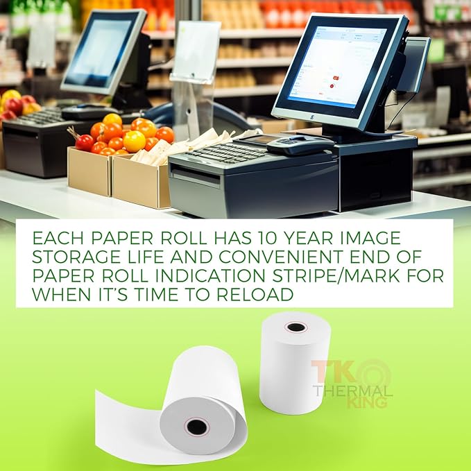 (30 Rolls) 3 1/8" x 190' Thermal Paper, POS Receipt Paper for Retail Business Cash Register, Fits Most Credit Card Terminal
