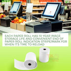 (10 Rolls) 3 1/8" x 190' Thermal Paper, POS Receipt Paper for Retail Business Cash Register, Fits Most Credit Card Terminal