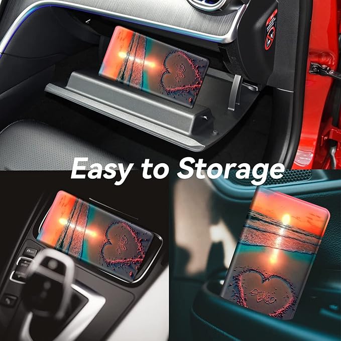 Car Registration and Insurance Holder, Leather Car Glove Box Organizer, Cool Car Accessories for ID, Driver's License Cards & Essential Document,business cards,Men&Womengold orange sand sunset
