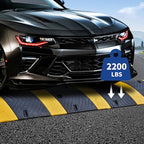 BESEA 6FEET Heavy Duty Rubber Speed Bump, 72" x 12" x 2" Heavy Duty Speed Bump Cable Protector Ramp for Driveway, Road Parking, Garage, Parking Lot, Warehouse