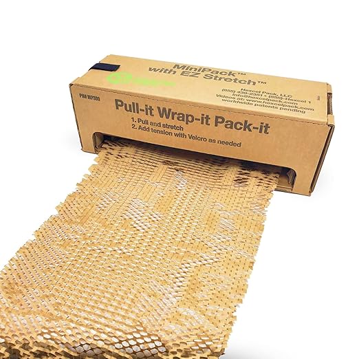 IDL Packaging HexcelWrap Cushioning Kraft Paper 15.25" x 300' in Self-Dispensed Box – Brown Eco-Friendly Honeycomb Alternative to Bubble Wrap – Innovative Packing Paper Roll for Shipping and Moving