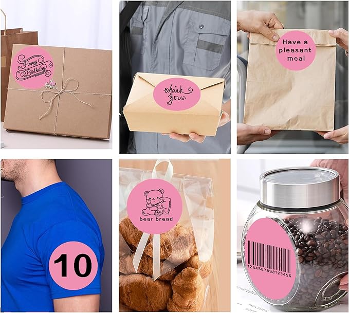 4 Inch Large Pink Circle Thermal Labels, Self-Adhesive Round Inventory Stickers, Multi-Purpose Round Roll Thermal Printing Stickers for Business and Domestic Use-300 Labels/Roll