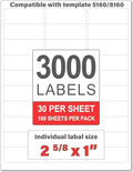 Perfect Peel Printable Address Labels (3,000 Labels), 1" x 2-5/8" Customizable Stickers, White, Blank, Great for mailing, Shipping, and More (Compatible with 5160) (8.5x11, 100, Count)