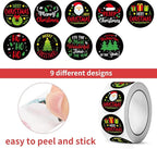 SHYGO® 1“ Christmas Labels Stickers, Round Merry Christmas Seals Xmas Decorative Stickers with Elk and Bells Elements for Envelope Gift Bag Box, 1000 Pcs 2 Rolls