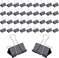 144 Pcs Binder Clips, 1-Inch Medium Paper Clamps for Document Clamp, File, Wide Metallic, Office School and Home Supplies（Black）