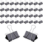 144 Pcs Binder Clips, 1-Inch Medium Paper Clamps for Document Clamp, File, Wide Metallic, Office School and Home Supplies（Black）