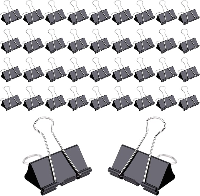 144 Pcs Binder Clips, 1-Inch Medium Paper Clamps for Document Clamp, File, Wide Metallic, Office School and Home Supplies（Black）