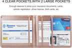 Car Registration and Insurance Holder, Leather Registration and Insurance Card Holder, Vehicle Glove Box Organizer - For Documents, Cards, License (Rosegold)