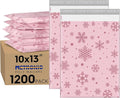 Metronic Christmas Poly Mailers 10x13" 1200pc Shipping Bags for Clothes,Self Adhesive Shipping Envelopes for Small Business,Waterproof Mailers Poly Bags for Shipping,Packaging Mailing Bags Pink Snow