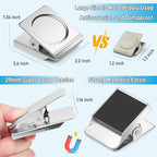 FINDMAG 8 Pack Clip Magnets Extra Large Magnetic Clips, Fridge Magnetic Christmas Light Clips, Clip Magnets Great for Home, Office, Whiteboard, Kitchen, Classroom - 2.2 Inch (Silver)