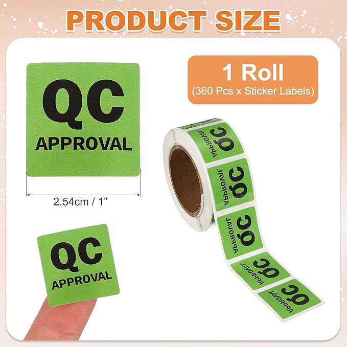 PATIKIL 360 Pcs 1 Roll QC Approval Labels, 1 Inch Square Inventory Control Adhesive Round Labels Food Service Quality Control Stickers for Warehouse Management Inspection, Light Green