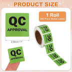 PATIKIL 360 Pcs 1 Roll QC Approval Labels, 1 Inch Square Inventory Control Adhesive Round Labels Food Service Quality Control Stickers for Warehouse Management Inspection, Light Green