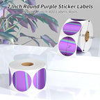 CLASSY 2" Circle Thermal Sticker Label - Multi-Purpose Self-Adhesive Round Direct Thermal Labels for Name Tags, Inventory, Color Coding, Logo Design (400 Labels/Roll, Laser Purple)