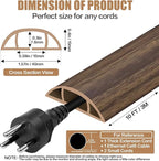 Floor Cord Cover Self Adhesive Cord Hider,10FT Cable Management, Extension Strip Protector for Wires, Prevent Cable Trips for Offices, Gyms, Exhibitions Cavity:0.51"(W) x 0.3"(H) Wood Walnut