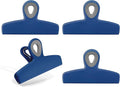 COOK WITH COLOR Bag Clips - Heavy Duty Chip Clip and Refrigerator Magnet Clips for Food Storage with Air Tight Seal Grip, Blue, Pack of 4 Large Clips