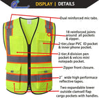 Reflective Safety Vest for Men Women with 9 Pockets and Zipper Front Class 2 High Visibility Mesh Work Vest Hi Vis Construction Vest,Meets ANSI/ISEA Standards(EK176-Yellow-3XL)