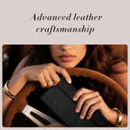 CoBak Leather Car Registration and Insurance Holder with Magnetic Compartment - Vehicle Glove Box Organizer for Driver License, Cards, Emergency Cash - Auto Truck Accessories Case, Carbon Fiber Black