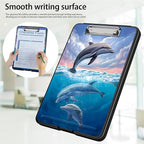 Clipboard with Storage,Office Supplies Nursing Clipboards Folder with Pen Holder Plastic Foldable Clip Board with Storage for Nurse Teacher,Cute Dolphin