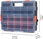 AIRTOON Tool Box Organizer Interlocking Black Small Parts Organizer for Fasteners and Crafts w/Removable Dividers (2 Piece Pack)