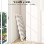 36" Height Extra Tall Freestanding Pet Gate, Solid Wood Folding Safety Fence Wooden Dog Gate with 2 PCs Support Feet Ideal for Stairs, Doorways, Halls, Kitchens, Heavy Duty Gates, 3 Panels, White