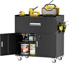 Metal Garage Storage Cabinet with Wheels, Lockable Rolling Tool Chest with Wheels, Tool Cabinet on Wheels, Metal Rolling Utility Cabinet for Home, Office, Garage and Workshop, Black