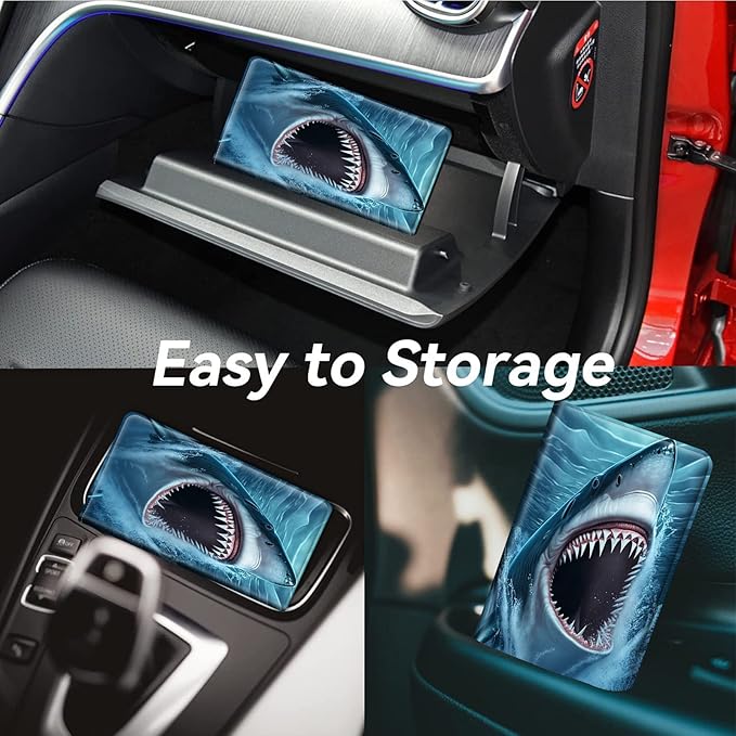 Car Registration and Insurance Holder, Leather Car Glove Box Organizer, Cool Car Accessories for ID, Driver's License Cards & Essential Document, business cards, Men&Women,Cute Blue Sharks