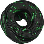 30ft PET Expandable Sleeving Wire Cable Sleeve (1/2", Green&Black)